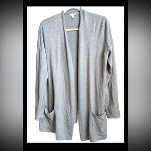 PureJill Cotton & Cashmere Blend Open Front Cardigan Sweater M